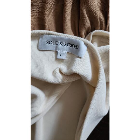 Solid & Striped Halter Soglio Cream & Brown Dress Sz L - Picture 8 of 9